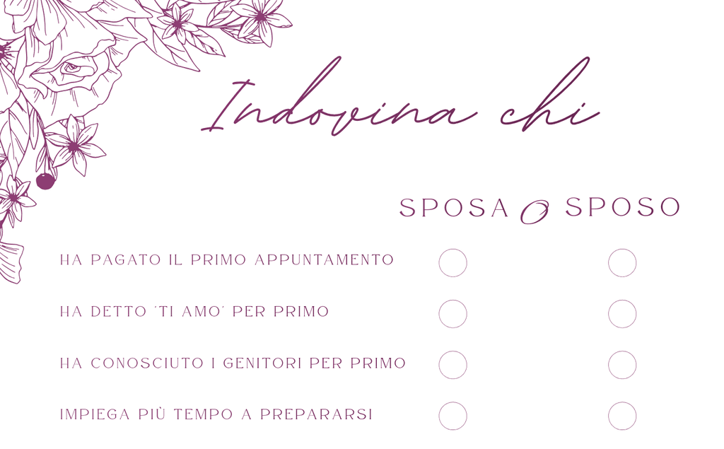 Sposa o Sposo - gioco di matrimonio stampabile