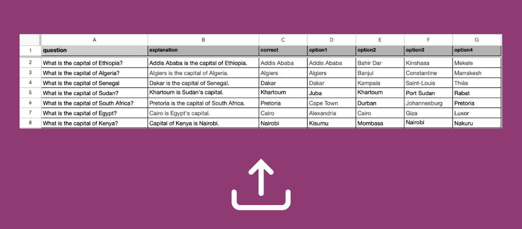 How to create a quiz from an Excel or CSV file