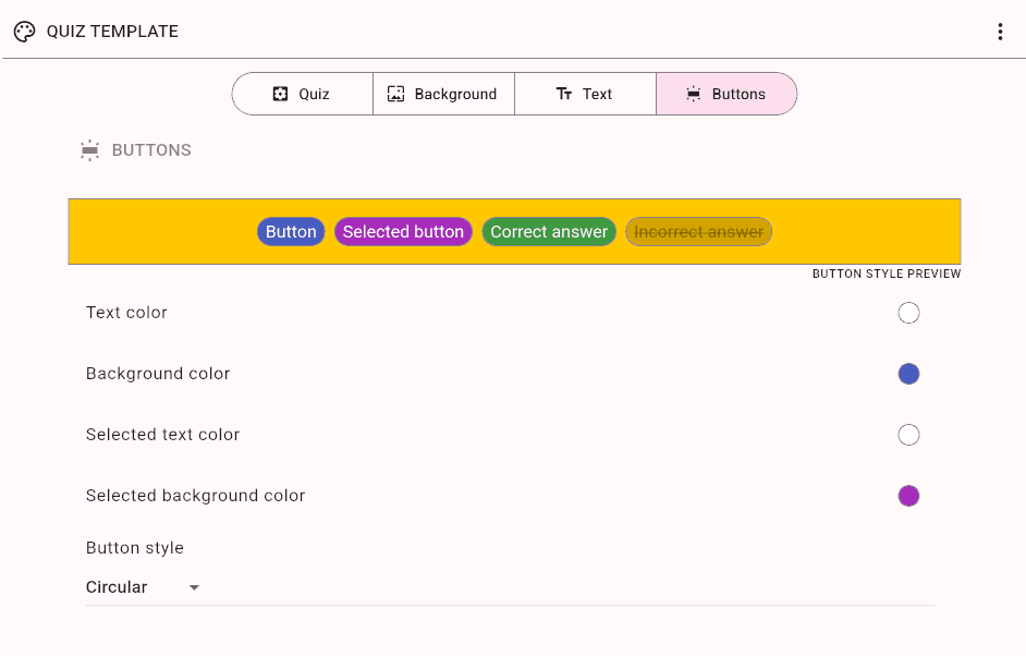 Quiz style editor
