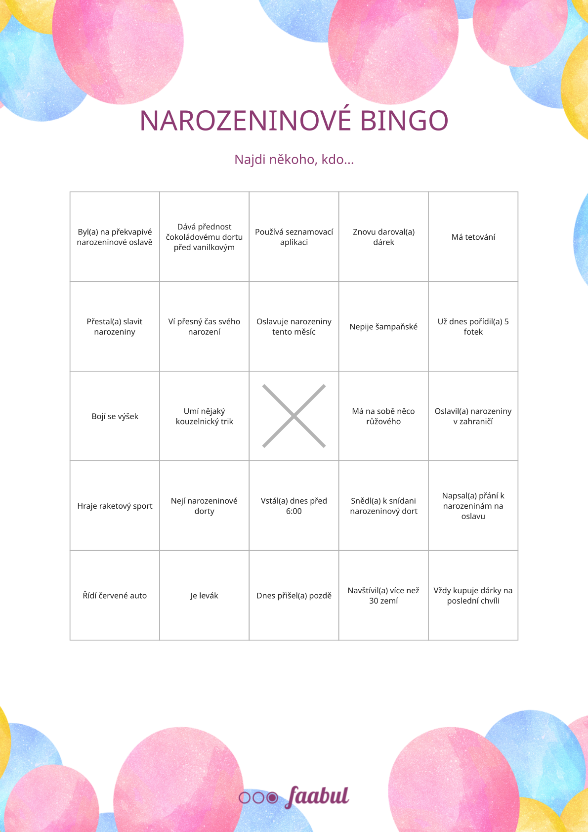 Narozeninové bingo
