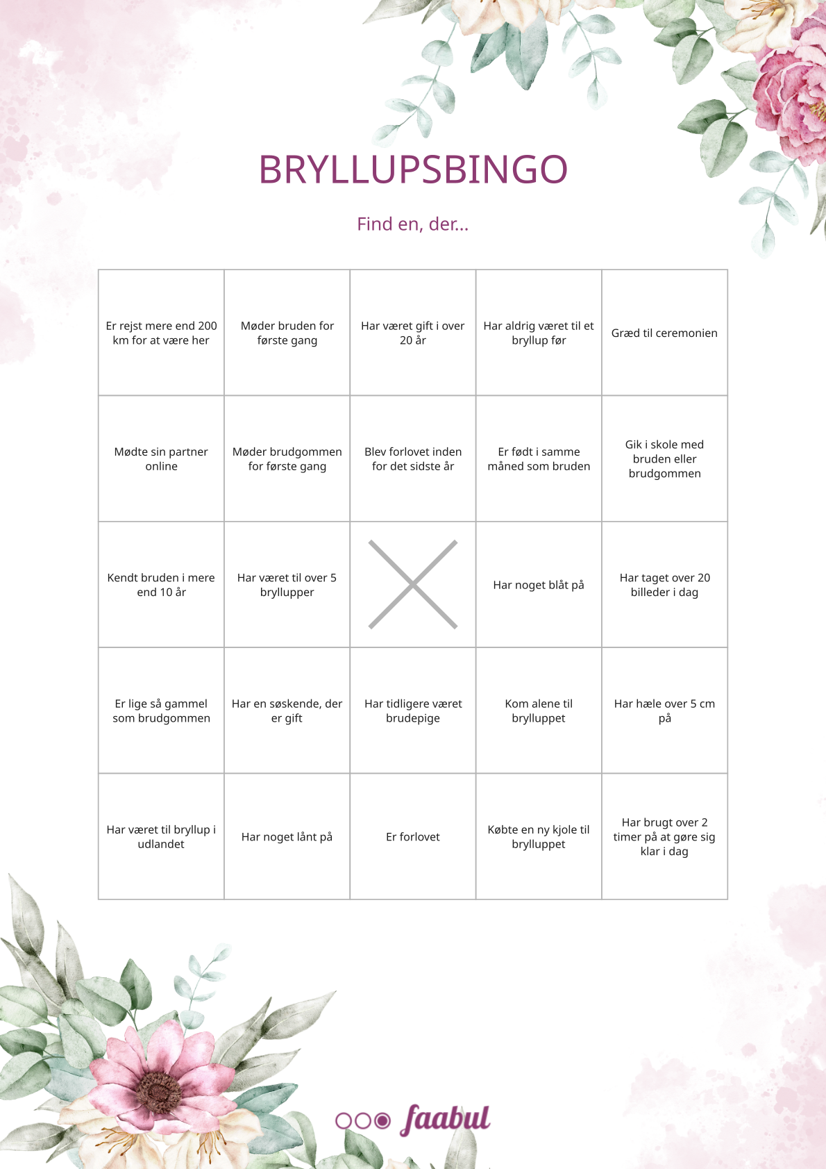 Bryllupsbingo