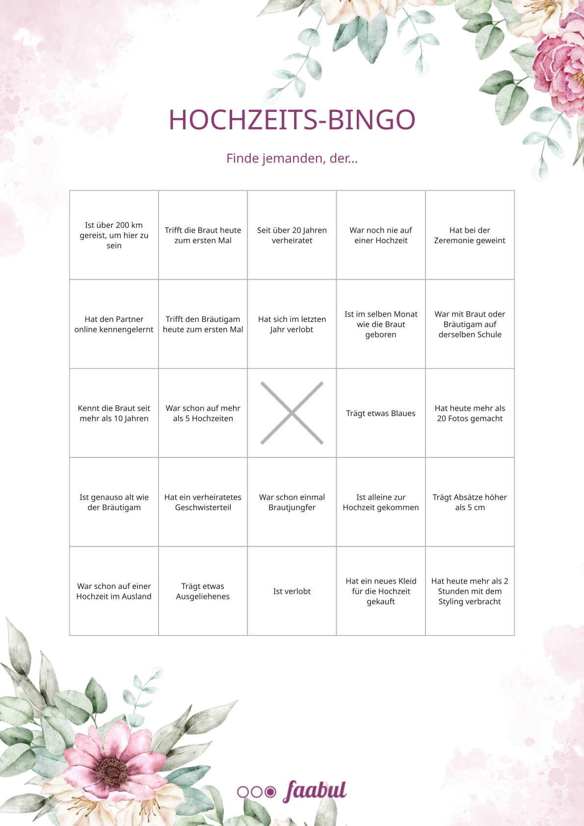Hochzeits‑Bingo