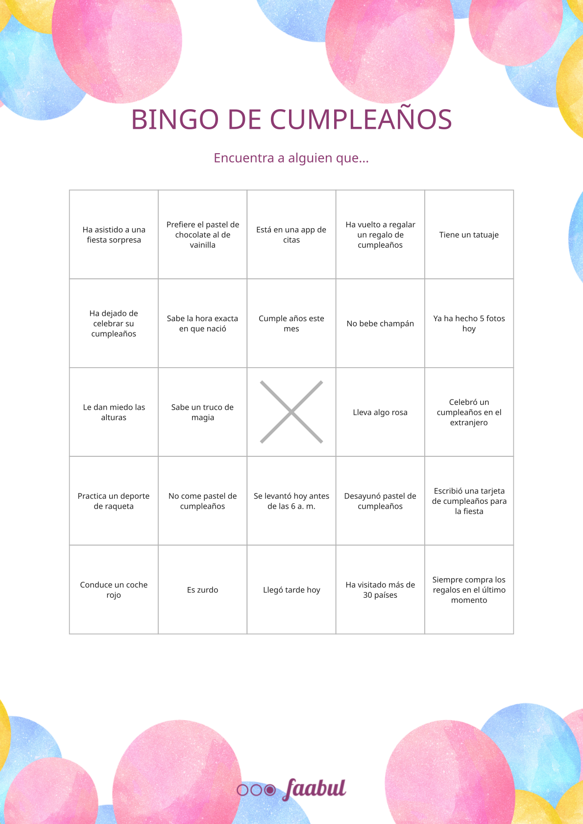 Bingo de cumpleaños