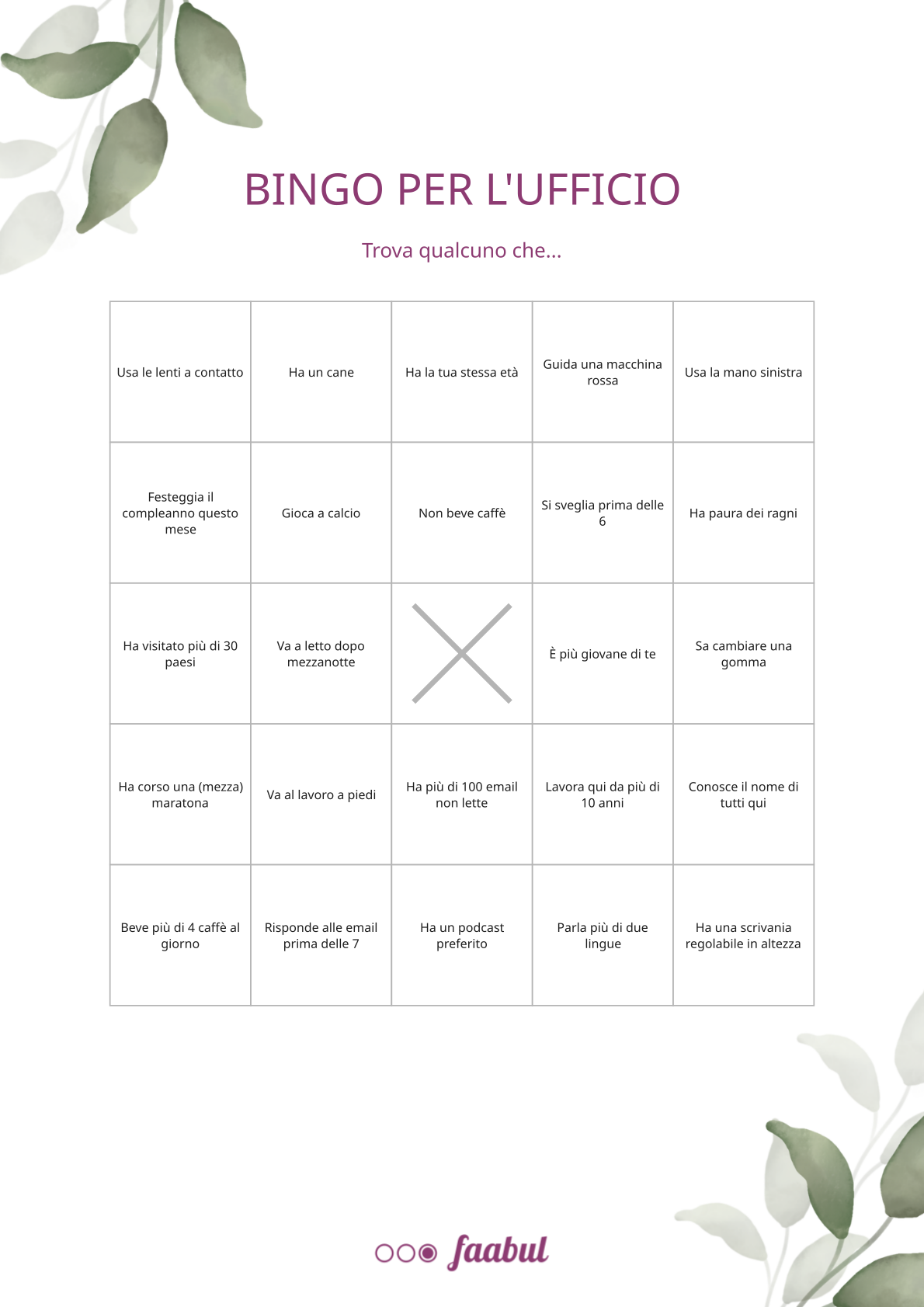 Bingo per l'ufficio
