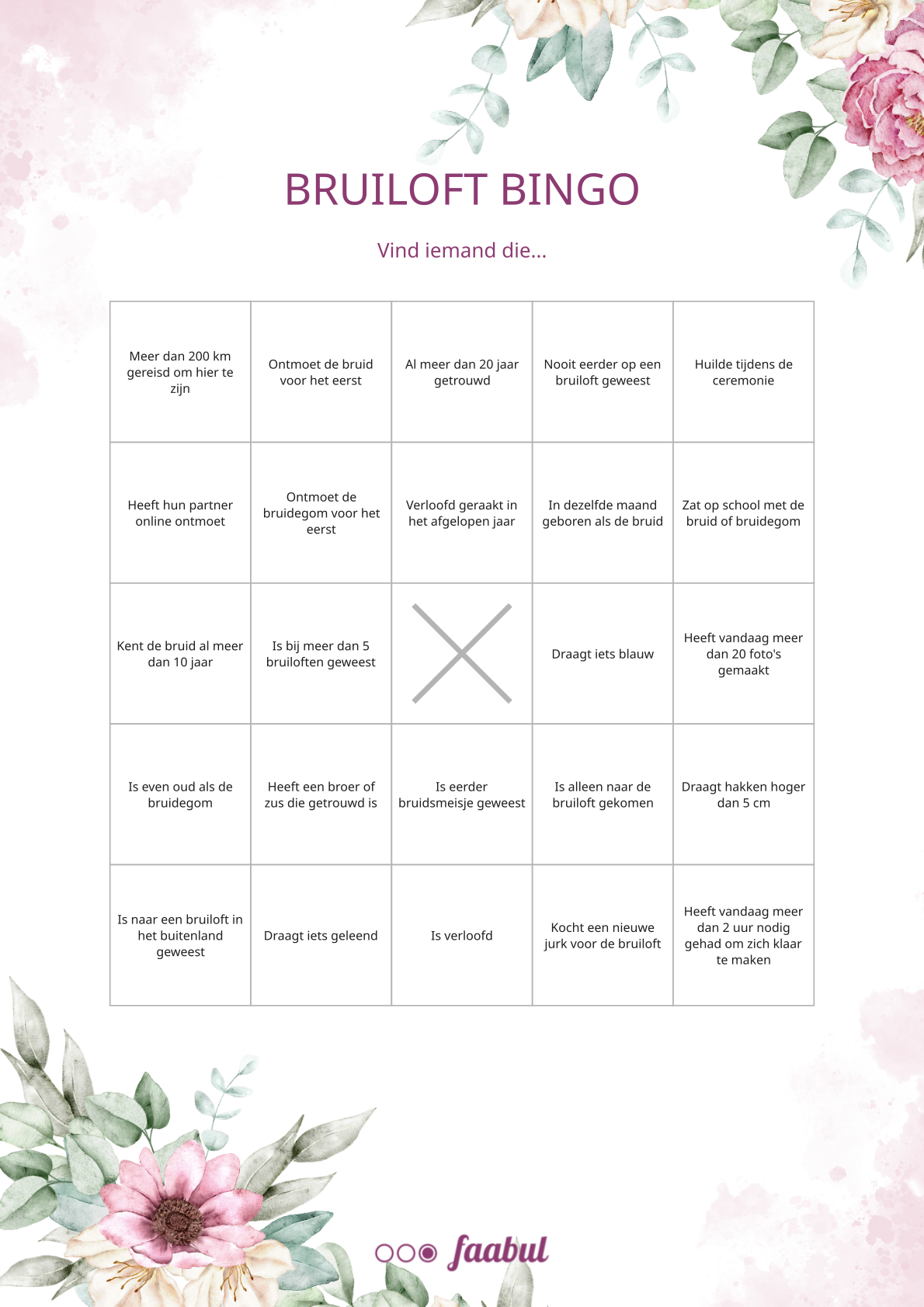 Bruiloft Bingo