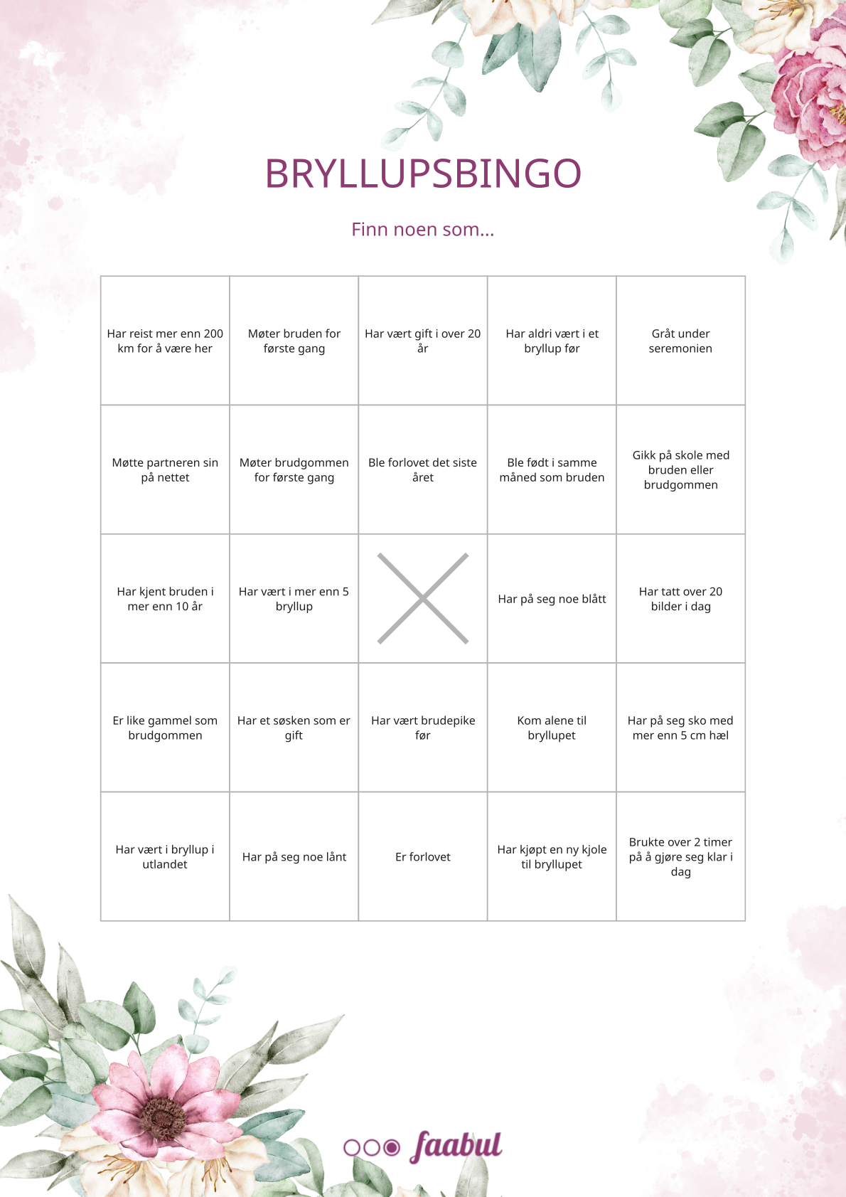 Bryllupsbingo