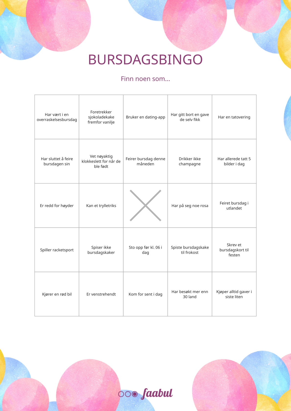 Bursdagsbingo