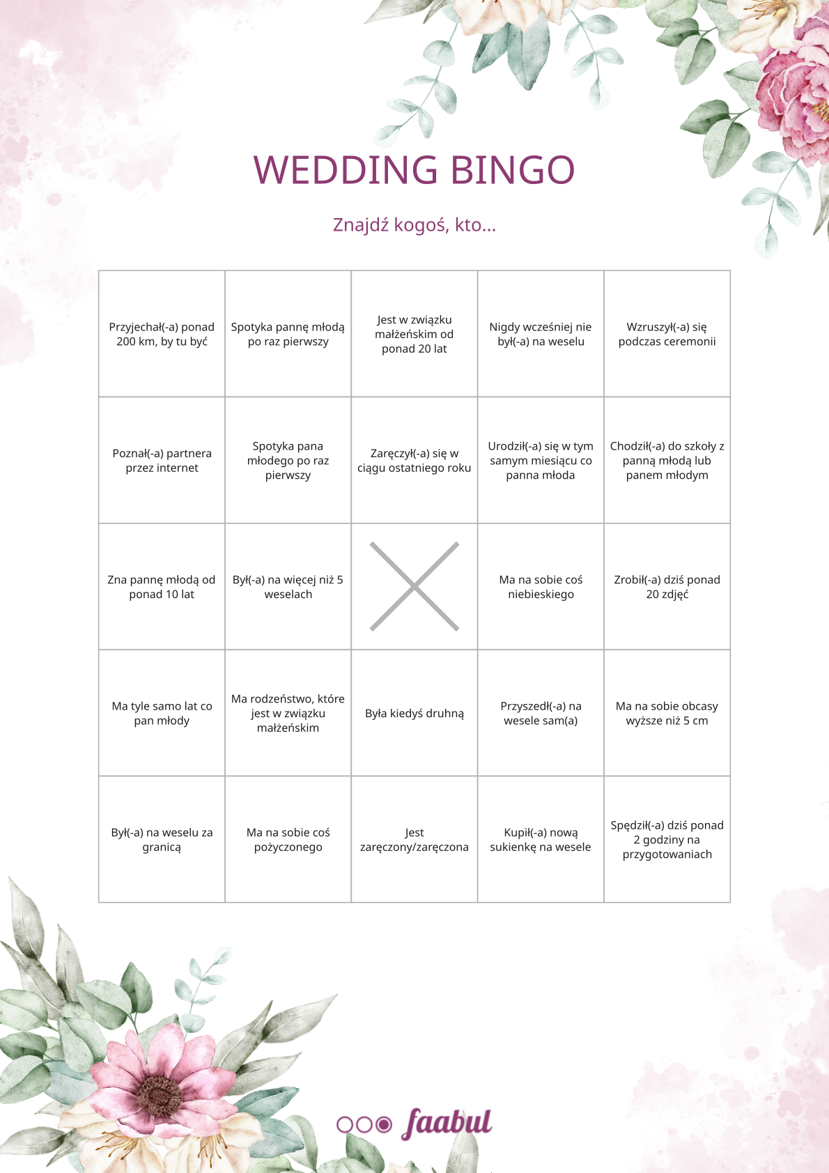 Wedding Bingo