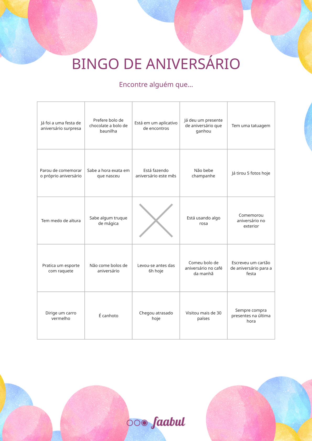 Bingo de Aniversário