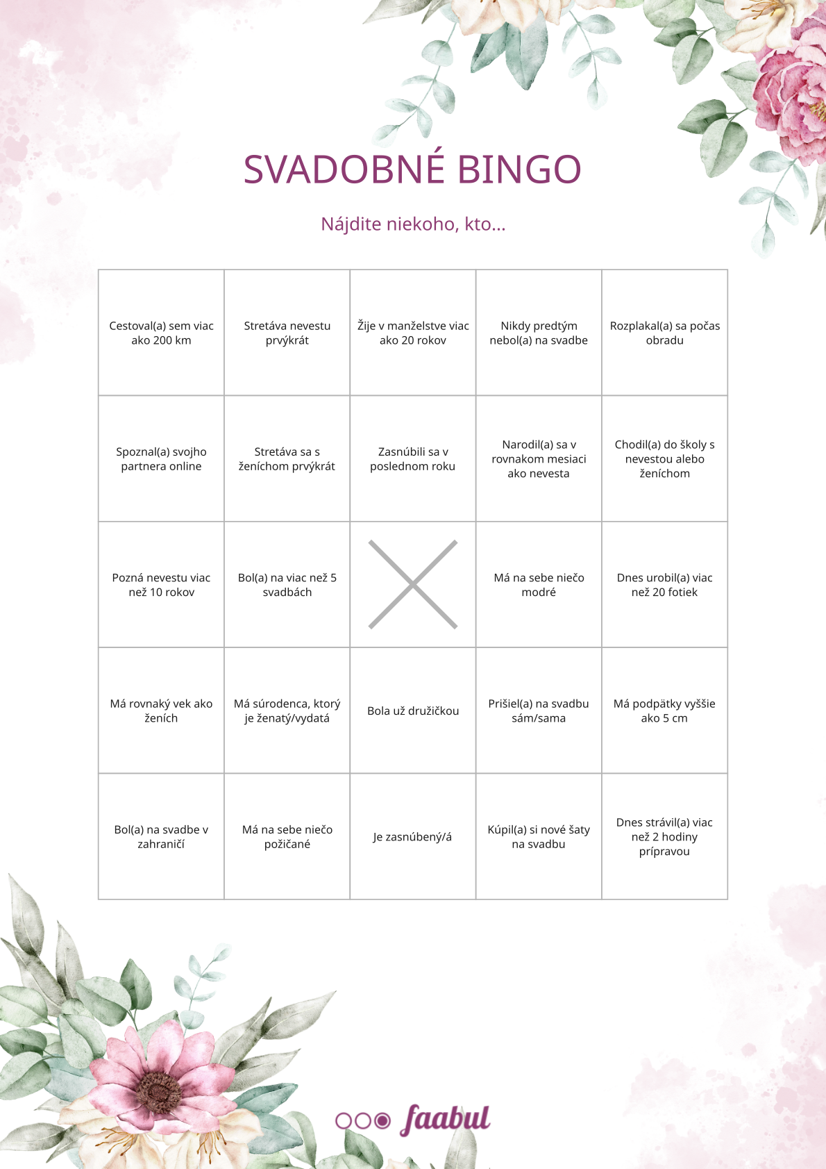 Svadobné bingo
