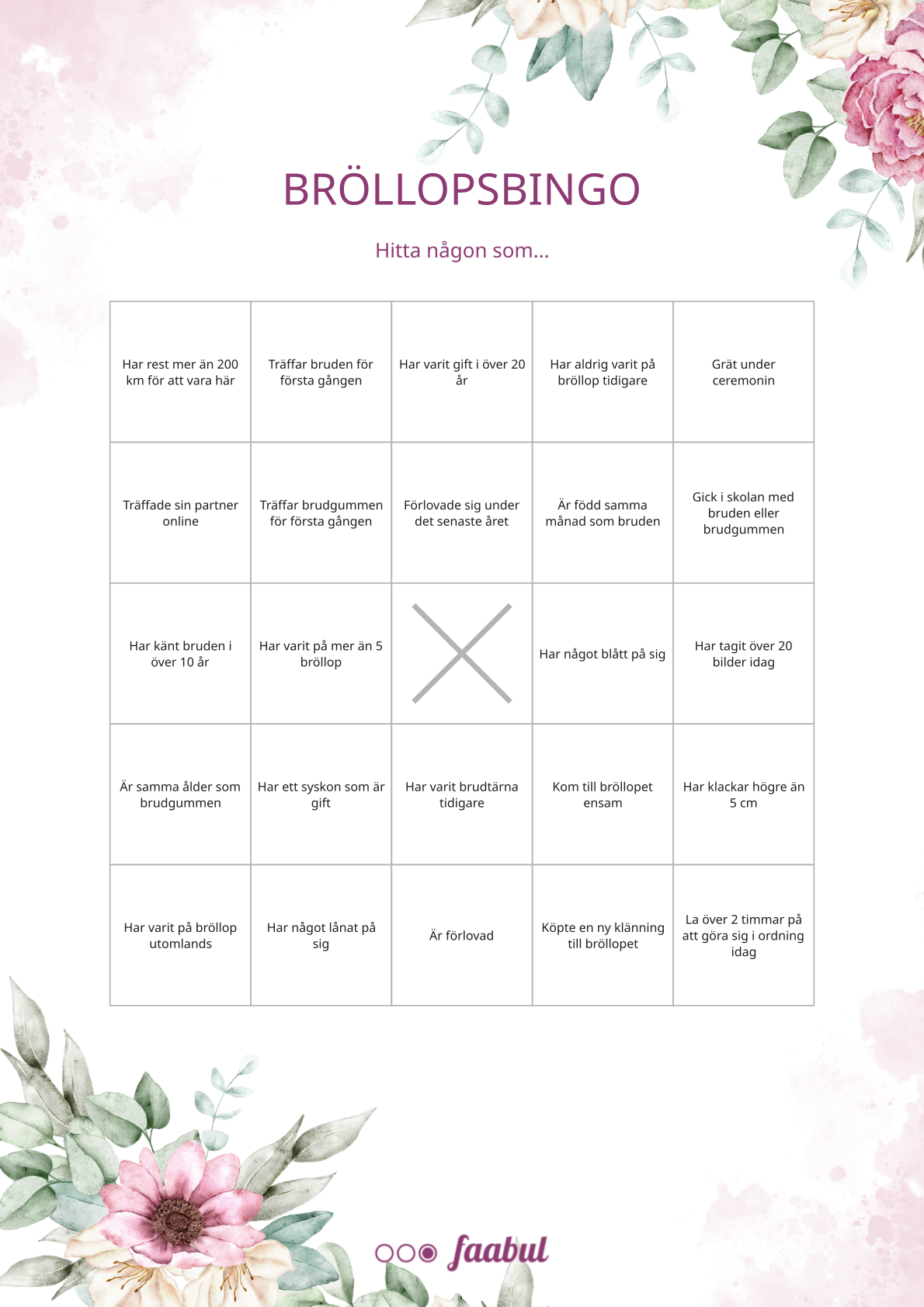 Bröllopsbingo