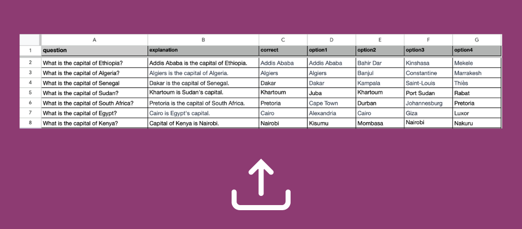 How to create a quiz from an Excel or CSV file